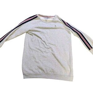 Tommy Hilfiger Men's XL Sport Long Sleeve Sweater Sweatshirt Gray Striped-arms